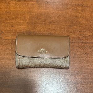 Coach Tan and Brown Signature Wallet